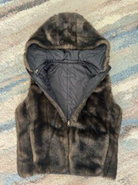 Reversible Brown Faux Fur Zipper Vest Size S